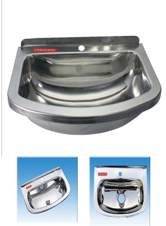 ceramax حوض غسيل من الفولاذ المقاوم للصدأ من سيراماكس، مقاس 18×12، درجة 304 - مقاوم للصدأ، مناسب للحمام والمطبخ - Image 2